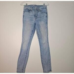 Good American GLRE075T Light Wash Destroyed Hem High-Rise Skinny Jeans 4/27